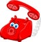 Cartoon Red Old Retro Rotary Telephone