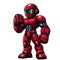 cartoon red robot fighter isolated on white background 2