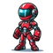 cartoon red robot fighter isolated on white background 4