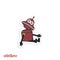 Cartoon red sitting robot in retro style. Vector illustration in the form of a sticker