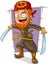 Cartoon redhead pirate with swords and pistol