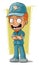 Cartoon redhead smiling baseball trainer