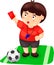 Cartoon referee with football