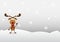 Cartoon reindeer Cute on winter background.