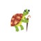 Cartoon reptile turtle character with umbrella the vector illustration isolated.
