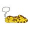 cartoon resting tiger with speech bubble