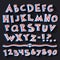 Cartoon Retro 3D Font with Strips on Black