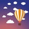 Cartoon Retro Air Balloon On Night Sky Background