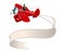 Cartoon retro airplane with banner