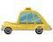 Cartoon retro car taxi. Vector illustration of a yellow taxi. Drawing for children.