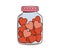Cartoon retro groovy hippie jar with love hearts