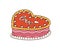 Cartoon retro groovy hippie love cake or pie heart