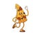 Cartoon retro groovy pizza cheerful character
