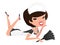 Cartoon Retro Pin Up French Maid Girl Lying Down