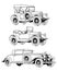 Cartoon retro vintage luxury convertible cars
