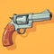 Cartoon Revolver On Yellow Background: Vibrant Colors And Masterful Shading