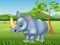 Cartoon rhinoceros in the jungle