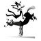 Cartoon rider falls from the horse illustration