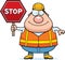 Cartoon Road Worker Stop Sign