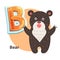 Cartoon Roaring Taliped Bear Representing B Letter