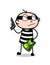 Cartoon Robber with Money and Pistol