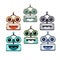 Cartoon Robot Face Smiling Cute Emotion Open Mouth Chat Bot Icon Set