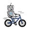 Cartoon Robot Riding bicycle