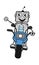 Cartoon Robot Riding Motorbike
