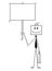 Cartoon of Robot or Robotic Businessman Holding Empty or Blank Sign