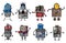Cartoon robots - Eight characters