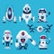 Cartoon robots, vector cyborg characters, toys set