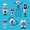 Cartoon robots vector icons cute cyborg characters