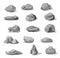 Cartoon rock stones boulders, grey rubble gravel