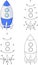 Cartoon rocket. Coloring book and dot to dot game for kids