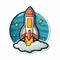 Cartoon Rocket Ship Sticker: Fun And Whimsical Space Design