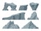 Cartoon rocks, gray gravel stones, heavy mountain rock. Cobblestones and boulders, stones pile flat vector illustrations set. Rock