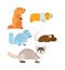 Cartoon rodents animals vector set.