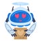 Cartoon romantic aerial drone, cute robot carrying love letter. Flying quadcopter, Valentines day mail delivery drone with