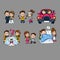 Cartoon Romantic Characters Set