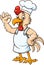 Cartoon rooster chef with ok sign
