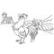 Cartoon rooster coloring page vector