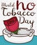 Cartoon Rose and Ashtray to Celebrate World No Tobacco Day, Vector Illustration