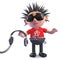 Cartoon rotten punk character holding some headphones, 3d illustration