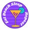 Cartoon Round Sticker Eat Beach Sleep Repeat
