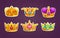 Cartoon royal crown icons set.