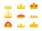 Cartoon Royal Golden Crown Icons Set. Vector