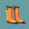 Cartoon rubber boots. Gardening, autumn. Flat style. Isolated on neutral background