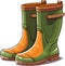 Cartoon rubber boots. Gardening, autumn. Flat style. Isolated on neutral background