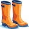 Cartoon rubber boots. Gardening, autumn. Flat style. Isolated on neutral background