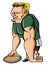 Cartoon Rugby player with a ball